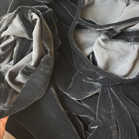 Vintage 90s Tweeds Silk Black Velvet Wide Leg Jumpsuit Jumper - Picture 14 of 15